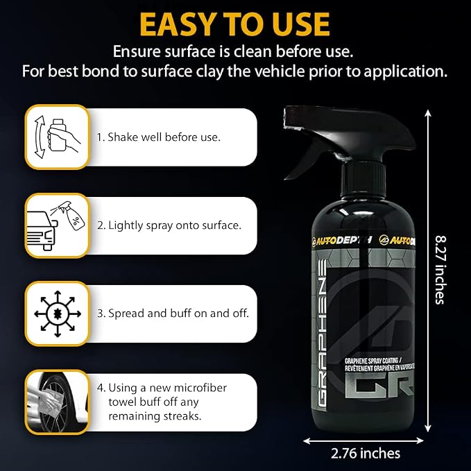 AutoDepth Graphene Ceramic Spray Coating, for Superior Protection & High Shine, Hydrophobic Car Coating Spray, for Car, Boat, Rv, Truck, Alloys, Lasts Upto 12 Months