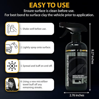 AutoDepth Graphene Ceramic Spray Coating, for Superior Protection & High Shine, Hydrophobic Car Coating Spray, for Car, Boat, Rv, Truck, Alloys, Lasts Upto 12 Months