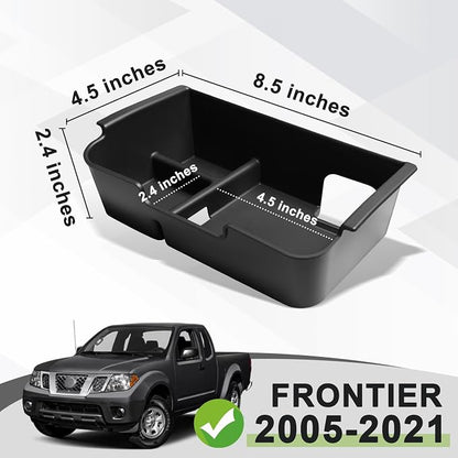 Muslogy Center Console Organizer Compatible with 2005-2021 Nissan Frontier & 2005-2012 Nissan Pathfinder Accessories Middle Console Divider Storage Box Armrest Insert Tray with Anti-Slip Mats