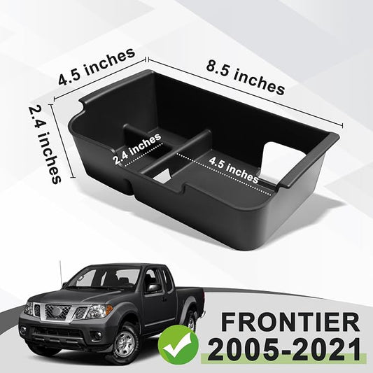 Muslogy Center Console Organizer Compatible with 2005-2021 Nissan Frontier & 2005-2012 Nissan Pathfinder Accessories Middle Console Divider Storage Box Armrest Insert Tray with Anti-Slip Mats