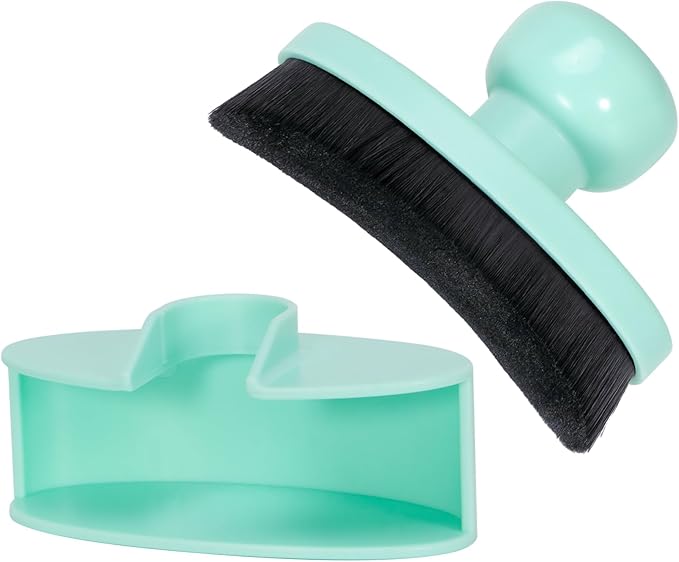 Yoseng Tire Shine Brush - Curved Brush Head & Large 3.8'' Tire Dressing Applicator with Storage Stand for Automotive Detailing, Car Enthusiasts, DIY Users,Vegan, Washable (Light Green)