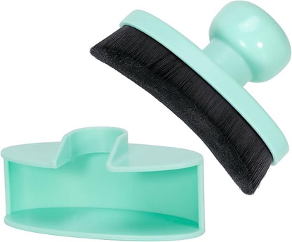 Yoseng Tire Shine Brush - Curved Brush Head & Large 3.8'' Tire Dressing Applicator with Storage Stand for Automotive Detailing, Car Enthusiasts, DIY Users,Vegan, Washable (Light Green)
