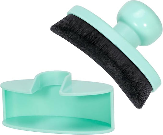 Yoseng Tire Shine Brush - Curved Brush Head & Large 3.8'' Tire Dressing Applicator with Storage Stand for Automotive Detailing, Car Enthusiasts, DIY Users,Vegan, Washable (Light Green)