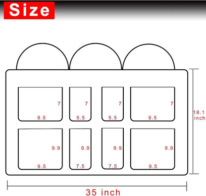 Car Back Seat Trunk Organizer Hanging Bag, Car Interior Organizer Accessories with 4 Pockets and 4 Mesh Pouches,Save More Storage Trunk Space for SUV,Jeep,MPV