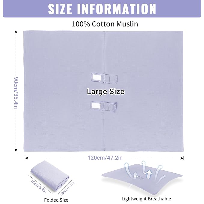 Metplus Muslin Car Seat Cover for Babies, 100% Cotton Breathable Infant Carseat Canopy for Summer, Lightweight Stroller Sunshade Covers for Newborns(Purple)