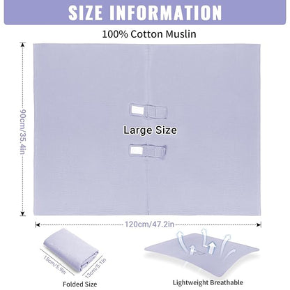 Metplus Muslin Car Seat Cover for Babies, 100% Cotton Breathable Infant Carseat Canopy for Summer, Lightweight Stroller Sunshade Covers for Newborns(Purple)