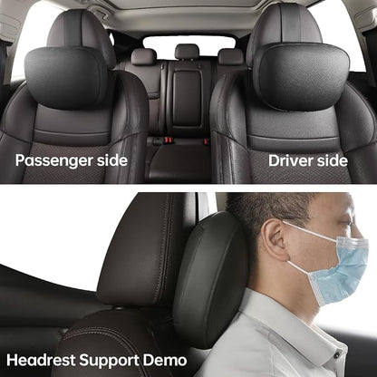 Car neck pillow, special car pillow for driving seat, memory foam head support for car seat, protects cervical vertebra and relieves fatigue, made of faux leather for long-lasting durability 1P