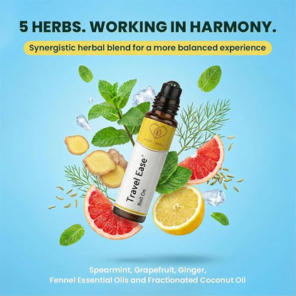 Travel Ease Roll On | Combat Motion Sickness,Morning Sickness,Vertigo, Pregnancy Nausea | Natural Non Drowsy | Road Trip Essentials