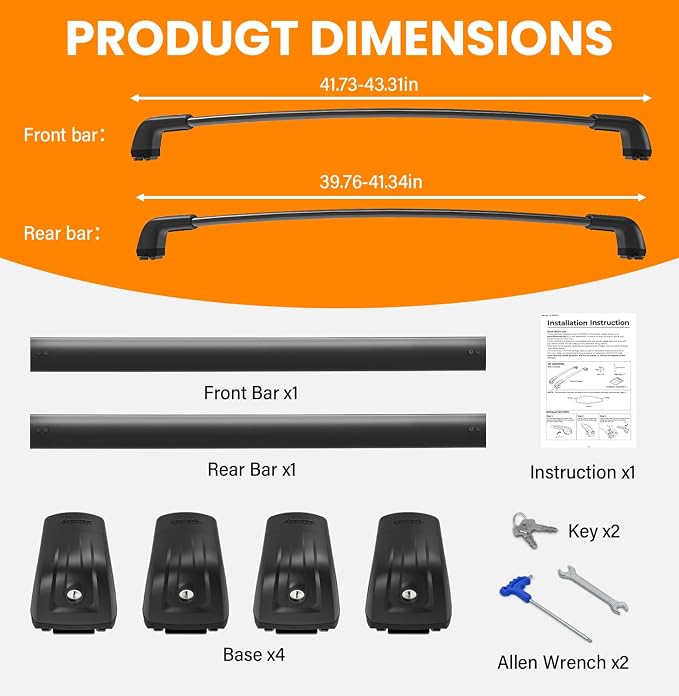 300lbs Roof Rack Cross Bars Compatible with Jeep Grand Cherokee 2011-2021 with Factory Grooved Side Rails, Aluminum Lockable Roof Rails Crossbar for Rooftop Cargo Carrier Luggage Kayak Canoe