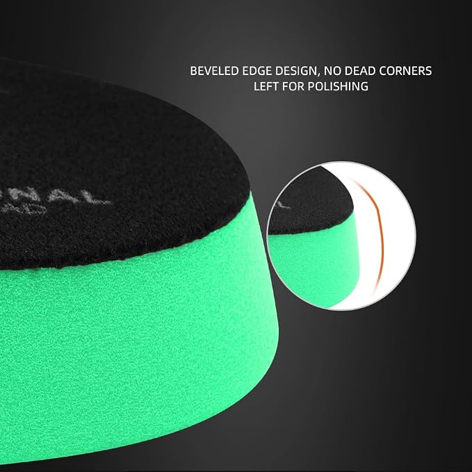 SPTA Green T120 Heavy-Cut Polishing Foam Pad, 1Pc 6.5 Inch Face for 6 Inch 150mm Backing Plate Compound Buffing Sponge Pads for Car Buffer Polisher Compounding, Polishing and Waxing -FPBFS6G