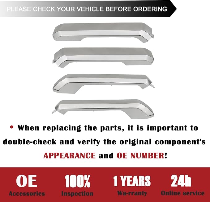 TQPONLY Interior Inner Door Handle Cover Trim | Fits 2015-2020 Ford F150 SuperCrew Truck Accessories Replacement | 1 Set Front and Rear Door Armrest Pull Handle (Chrome)