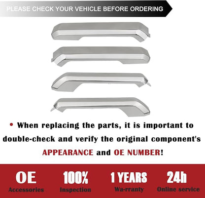 TQPONLY Interior Inner Door Handle Cover Trim | Fits 2015-2020 Ford F150 SuperCrew Truck Accessories Replacement | 1 Set Front and Rear Door Armrest Pull Handle (Chrome)