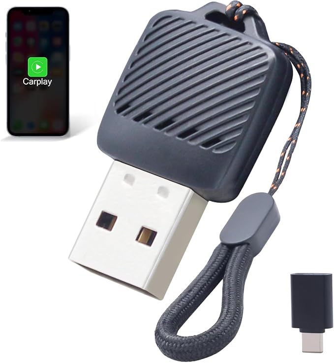 Wireless Carplay Adapter (2025 Upgrade), Plug and Play, Convert Wired to Wireless Bluetooth Carplay Adapter for iPhone - No Latency -Micro Size