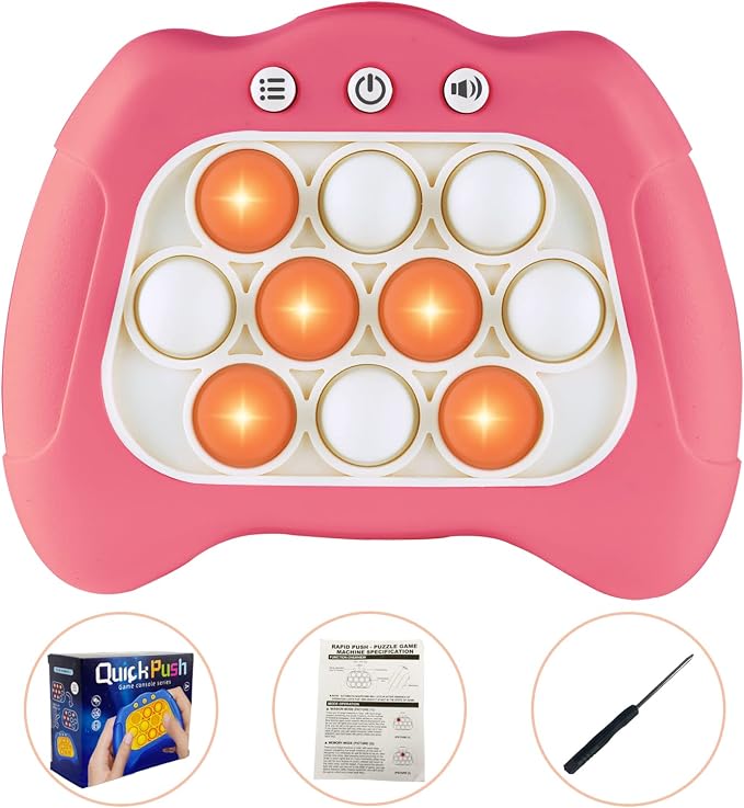 Intoypad Pop The Target! Handheld Speed Push Game Machine: A Fun Multiplayer Game for Family. Sensory Fidget Toy Christmas Toys Gifts for 6 7 8 9 10 11 12 Years Old Kids Road Trip Car Games Kids Pink
