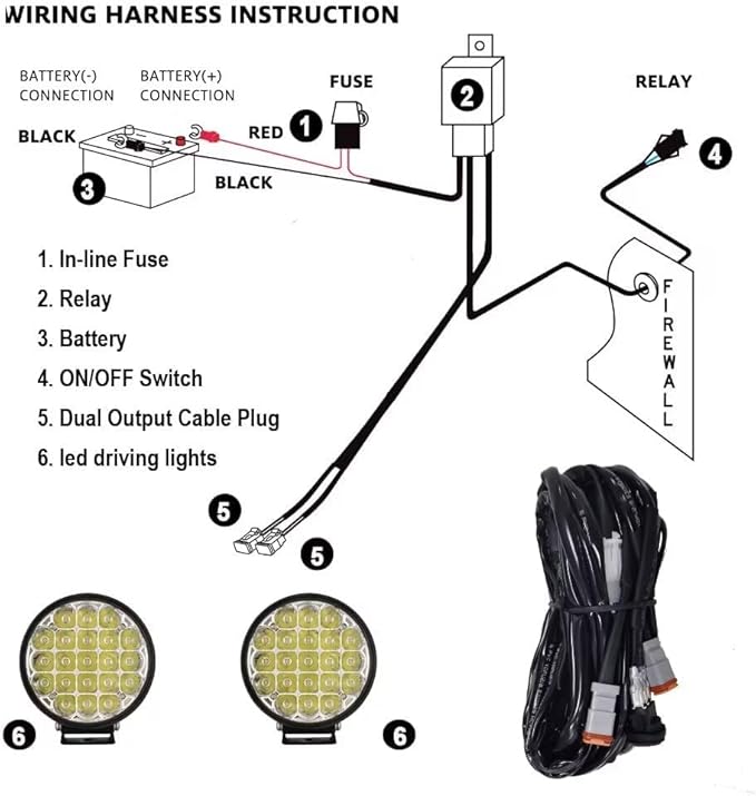 BIGLION.X 6-Inch Round LED Offroad Light 2pcs 210W 32000LM Super Bright Spot Driving Light With Wiring Harness Waterproof IP68 12V 24V for Pickup Trucks UTV SUV