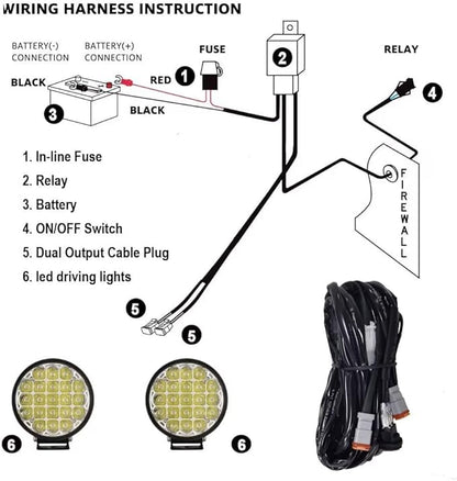 BIGLION.X 6-Inch Round LED Offroad Light 2pcs 210W 32000LM Super Bright Spot Driving Light With Wiring Harness Waterproof IP68 12V 24V for Pickup Trucks UTV SUV