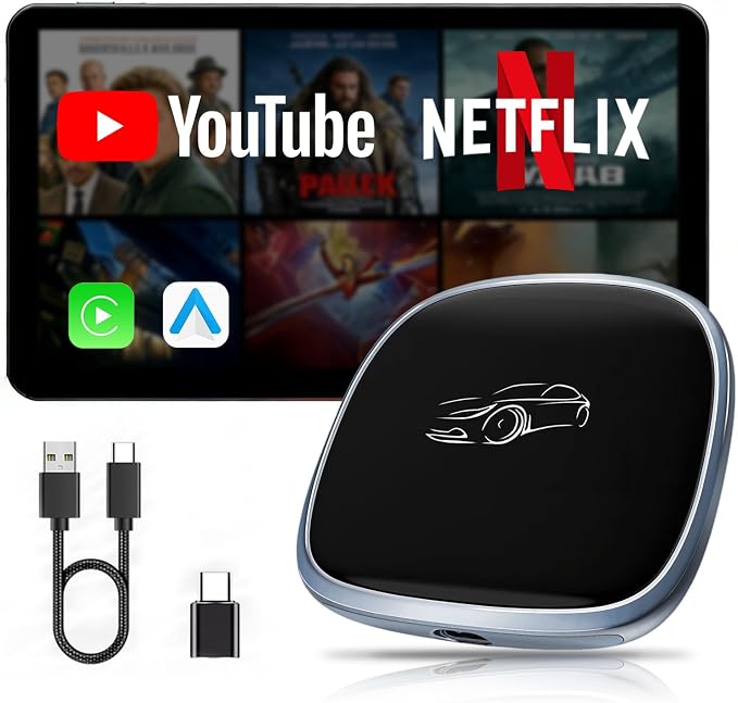 [4G+64G] Android 13-Wireless-CarPlay-Ai-Box,Plug&Play Wired to Wireless Adapter Magic CarPlay Box for Netflix/YouTube/TikTok,Support Local 4G SIM Card,Split Screen,GPS Navigation