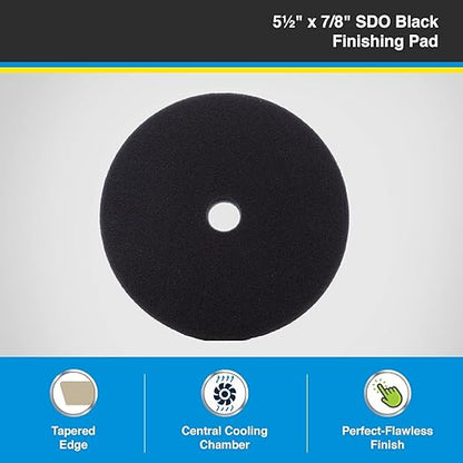 5.5" SDO Black Foam Finishing Pad (2-Pack) – Lake Country Manufacturing – Premium Standard Duty Orbital Pad for Painted Surfaces – Fits 5" Backing Plate