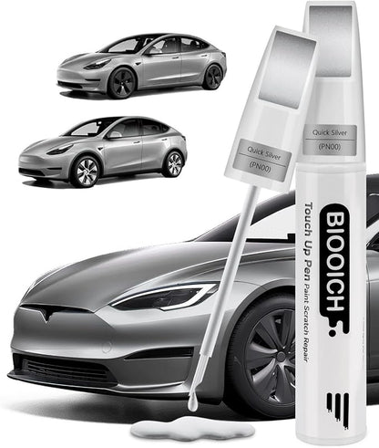 Touch Up Paint Pen Exact Color Match Car Chip and Scratch Repair (for Tesla, Quick silver(PN00))