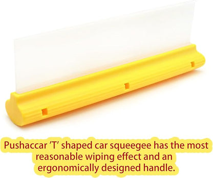 12 Inch Silicone Water Blade Car Squeegee -Yellow Windshield Squeegee, Glass Squeegee, Streak-Free, T-Bar Flexible Fast Drying for Auto Wash, Bathroom, Glass Doors