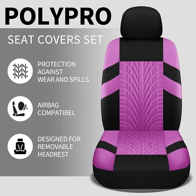 VarCozy Car Seat Covers Full Set, Front & Split Rear Bench for Car, Universal Cloth SUV, Sedan, Van, Automotive Interior Covers, Airbag Compatible