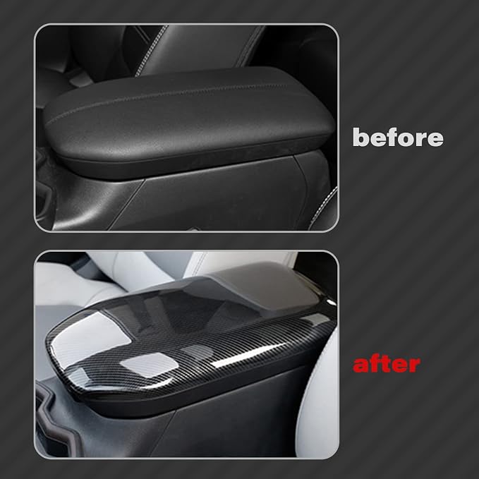 x xotic tech Set Carbon Fiber Style Interior Center Console AC Control Panel Gear Shift Lever Water Cup Holder Armrest Box Accessories Cover Trim Combo Kit, Compatible with Toyota Rav4 2019-2025