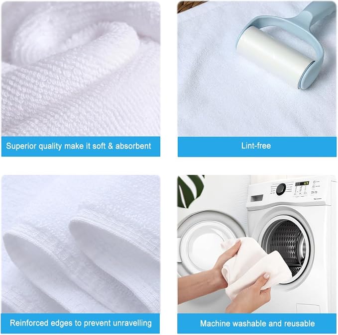 Microfiber Cleaning Highly Absorbent Free for Drying Dishes Wiping Down the Counters Cleaning Supplies for Kitchen Dust Rag Cloths (12"x12") Green/Blue/Orange/White -12 Pack