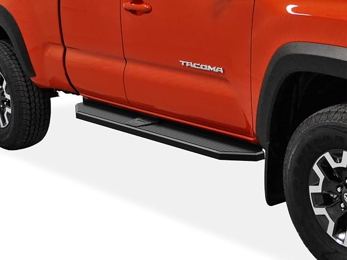 APS 6-inch (Black Stainless Steel Powder Coated Flat Style) Running Boards Nerf Bars Side Steps Compatible with Toyota Tacoma 2005-2023 Extended Access Cab