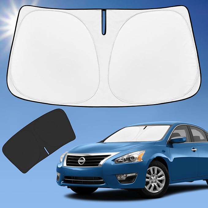 Sun Shade Sunshade for Nissan Altima 2013-2018 Windshield Cover,4-Layer Front Window Shade Custom fit Altima Sun Visor 240T Retractable Shade Shield Blocks UV Rays Cooler Car Accessories