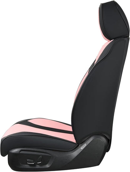 FLORICH Automotive Seat Covers for Cars Front Seats, Leather Car Seat Covers Waterproof Pink & Black Seat Covers 2 Pack, Universal Seat Protector for Most Cars Trucks SUV
