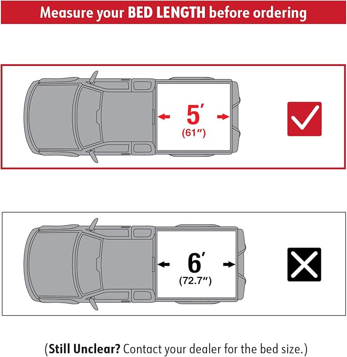MaxMate Soft Roll-up Truck Bed Tonneau Cover Compatible with 2019-2023 Ford Ranger | 5' (61") Bed | TCF169066