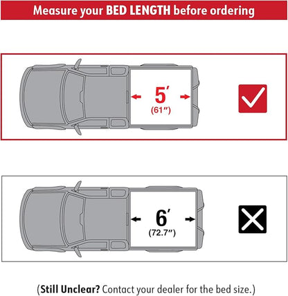 MaxMate Soft Roll-up Truck Bed Tonneau Cover Compatible with 2019-2023 Ford Ranger | 5' (61") Bed | TCF169066