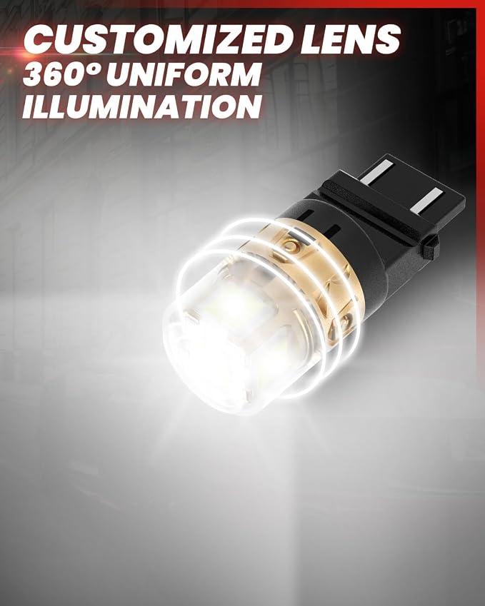 LASFIT 3157 LED Bulb for Reverse Light, 3156 3056 LED Bubs 6000K Xenon White, Super Bright 3057 3047 4114 4157 4057 LED Lights with Projector for Backup, DRL, Only for Standard Socket (2-Pcs)