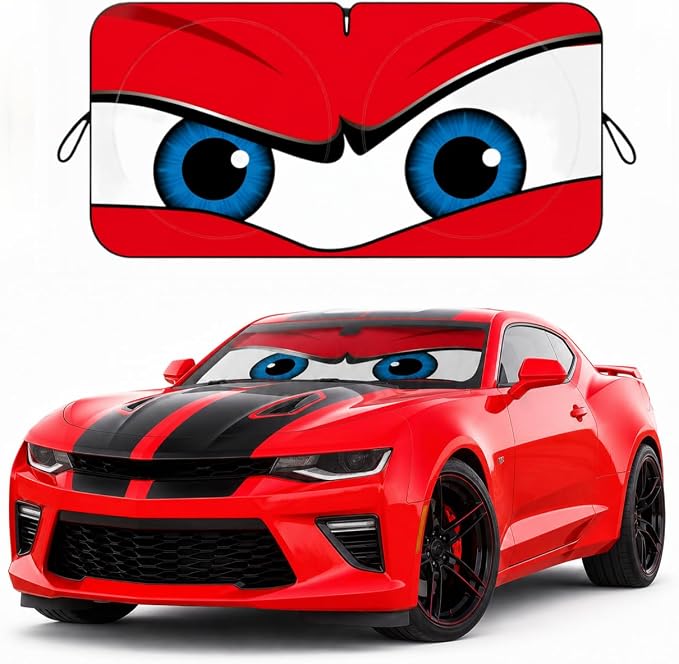 Car Windshield Sun Shade, Red Angry Eyes Sun Visor for Car Windshield Universal Fits Sedan SUV Hatchback Compact Car - 59 x 27.5