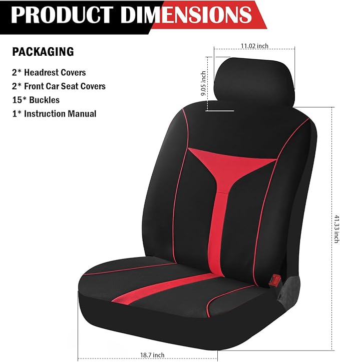 4PCS Car Seat Covers Full Set,Breathable Front Seat Covers for Cars for Reducing Back Sweating & Protection,Stylish Car Cover Seats with Reddish Line Cars Interior Accessories (Red)