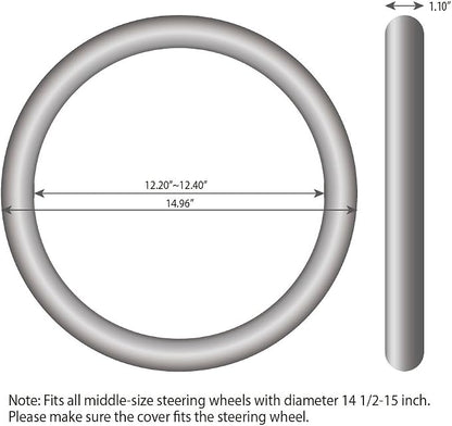 Elantrip Sport Leather Steering Wheel Cover 14 1/2 inch to 15 inch Universal, Padded Soft Grip Breathable for Car Truck SUV Jeep, Anti Slip Odorless Black