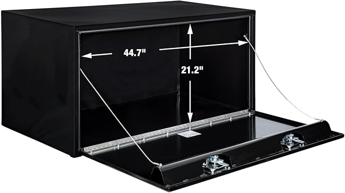Buyers Products 1704310 Black Steel Underbody Truck Tool Box – 24 x 24 x 48 Inch - Truck Bed & Underbelly RV Storage Box, Locking T-Latch, Weather-Resistant, Heavy-Duty Flatbed Job Box, Made in USA