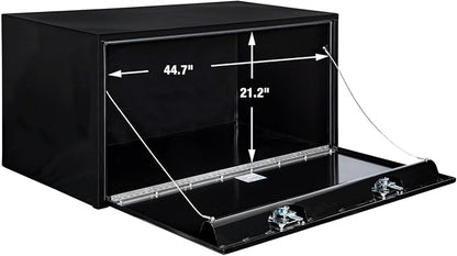 Buyers Products 1704310 Black Steel Underbody Truck Tool Box – 24 x 24 x 48 Inch - Truck Bed & Underbelly RV Storage Box, Locking T-Latch, Weather-Resistant, Heavy-Duty Flatbed Job Box, Made in USA