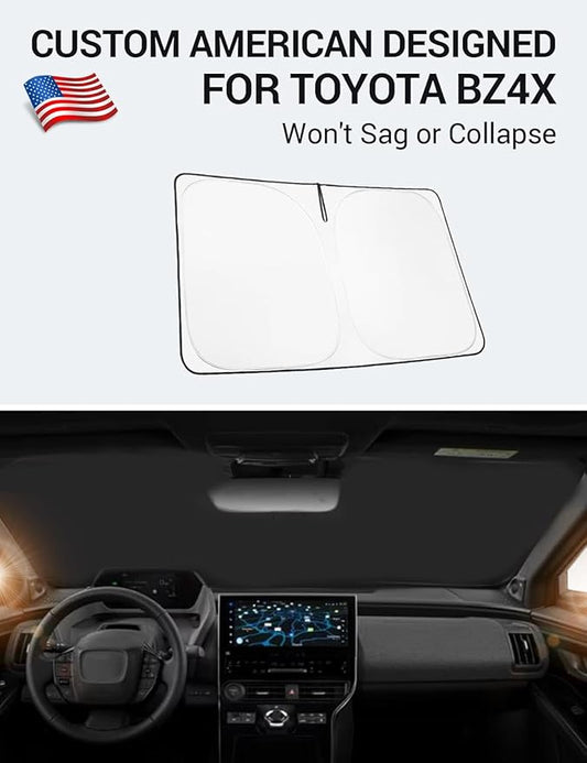 Proadsy 2026 Upgrade Windshield Sun Shade Custom Fit Toyota bZ4X 2023-2026 4-Layer Foldable Front Sunshade Protector Sun Visor Blocks UV Rays Keep Car Cooler