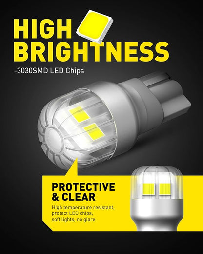 AUXITO 921 LED Bulb Reverse Light, 400% Bright 912 T15 6000K White Canbus Error Free W16W 906 904 Backup Replacement Parking Light Assemblies For Car/Trunk, Pack of 2