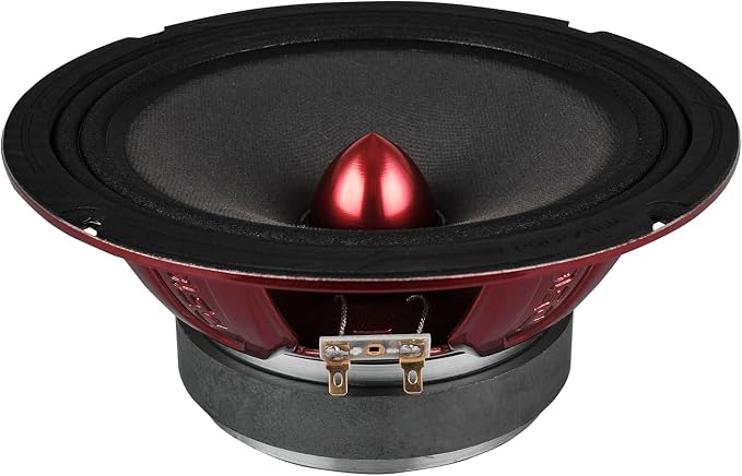 DS18 PRO-X8BM Loudspeaker - 8", Midrange, Red Aluminum Bullet, 550W Max, 275W RMS, 8 Ohms - Premium Quality Audio Door Speakers for Car or Truck Stereo Sound System (1 Speaker)