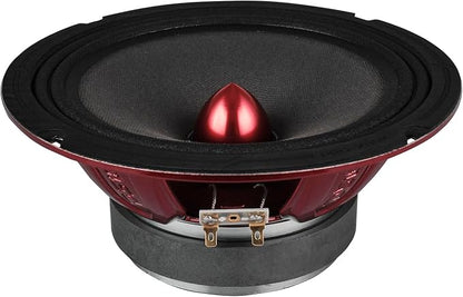 DS18 PRO-X8BM Loudspeaker - 8", Midrange, Red Aluminum Bullet, 550W Max, 275W RMS, 8 Ohms - Premium Quality Audio Door Speakers for Car or Truck Stereo Sound System (1 Speaker)