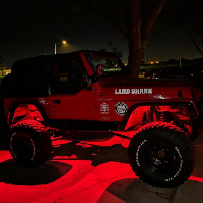 2 Pods LED Rock Lights, Ampper Waterproof LED Neon Underglow Light for Car Truck ATV UTV SUV Offroad Boat Underbody Glow Trail Rig Lamp (Red)