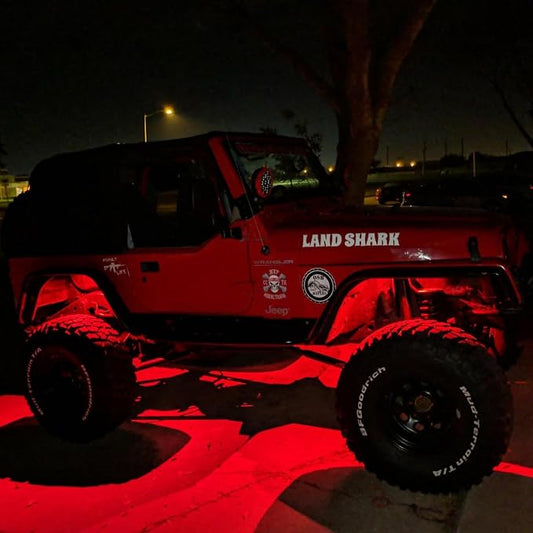 4 Pods LED Rock Lights, Ampper Waterproof LED Neon Underglow Light for Car Truck ATV UTV SUV Offroad Boat Underbody Glow Trail Rig Lamp (Red)