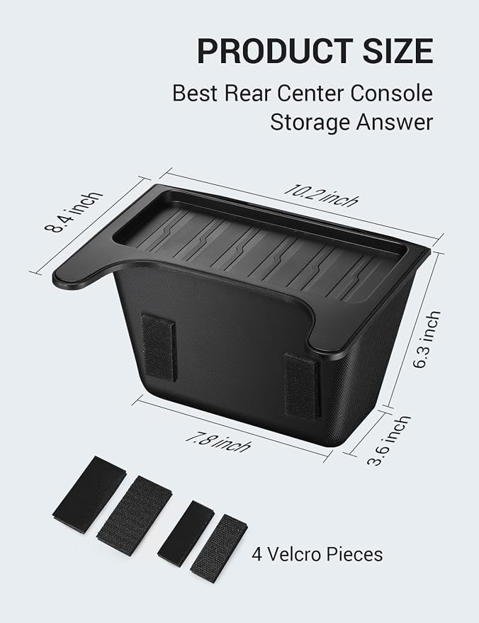 BASENOR 2024-2020 Tesla Model Y Trash Can, Rear Center Console Organizer with Anti-Slip Lid, Dustproof Rear Bin Backseat Storage Box Garbage Can for Model Y Accessories