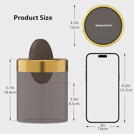Countertop Trash Can with Lid for Desk Top,0.4 Gallon Stainless Steel Mini Trash Can for Desk、Car、Office、Kitchen,Swing Top Trash Bin with a Roll of Trash Bag(Brown)
