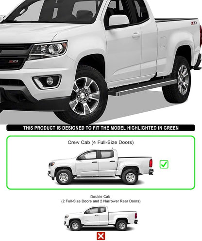 APS Running Boards (Nerf Bars Side Steps Step Bars) Compatible with Chevy Colorado GMC Canyon 2015-2026 Crew Cab 6ft Bed (Silver 6 inches Wheel to Wheel)