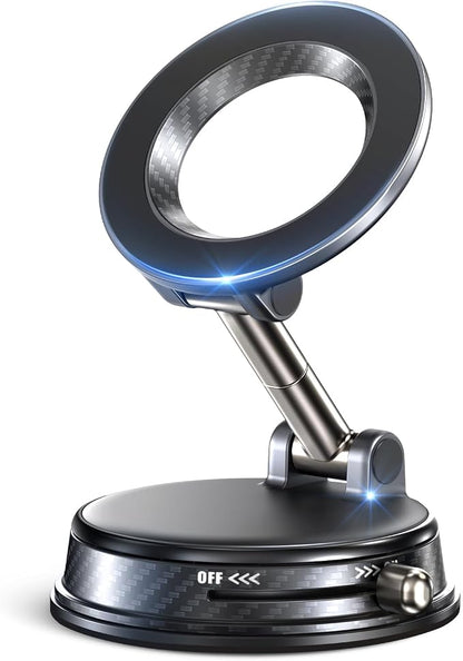 2026 Upgraded Vacuum Magnetic Car Phone Holder, 85LBS Strongest Suction & 2600gf Magnetic for Magsafe Car Mount, 360° Adjustable Foldable Cell Phone Holders for Your Car for iPhone 17 Pro Max 16 15
