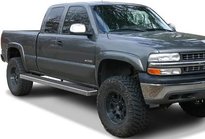 APS (Silver 6 inches Wheel to Wheel) Running Boards Nerf Bars Side Steps Compatible with Chevy Silverado GMC Sierra 1500 2500 1999-2013 Double Cab 5.5ft Bed & 2500HD 3500 2001-2014