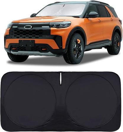for 2024 Explorer Windshield Sun Shade Folding Sunshade for 2020-2023 Ford Explorer SUV Windshield Cover Custom-fit 240T Sun Protection Front Shield Automotive Car Interior Accessories
